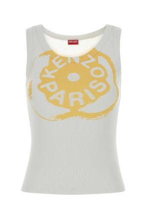 Kenzo White Graphic Logo Round Neck Top