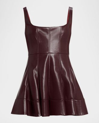 LoveShackFancy Fauber Faux Leather Mini Dress