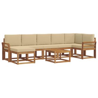 vidaXL Conjunto De Sof&aacute;s De Exterior Con Coj&iacute;n 8 Pcs Natural Y Beige Vidaxl