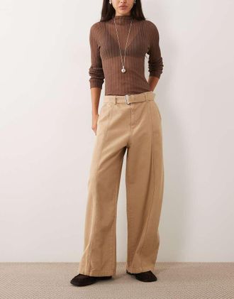 Asos jeans in tela a gamba larga con cintura in kaki-Verde