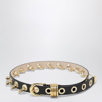 D&eacute;hanche Revenge belt black/gold in leather with metal eyelets