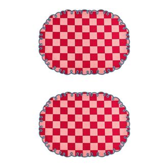 BITOSSI HOME Set of 2 Placemats 48x35 Pink/Edge Light Blue