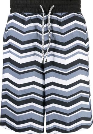 Emporio Armani zigzag-print cotton track pants - men - Polyurethane/Cotton/Cotton - 52 - Multicolour