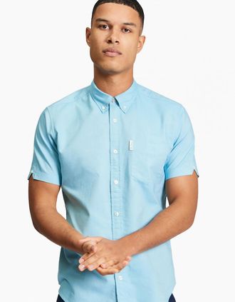 Ben Sherman Mens Short Sleeve Signature Oxford Mens Shirt | Sky - Blue - Size: 44/Regular