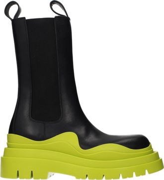 Bottega Veneta Donnas Stivali In Pelle Nero/Lime