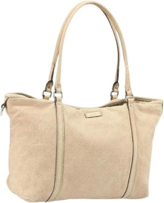 Gucci Pre-owned Tote Bags, female, Beige, Size: ONE SIZE Pre-owned Vintage GG Canvas Tote Bag