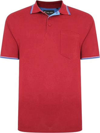 KAM Kam (KBS5400C Kbs Mens Big Size Tipped Polo Shirt with Pocket in Burgundy 2XL