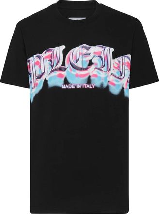 Philipp Plein T-shirt Ronde Hals Gothic Plein - Heren - T-shirts - Zwart - 2XL - Katoen - Tops