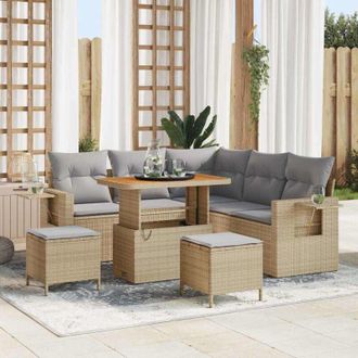 vidaXL Conjunto De Sof&aacute; De Jard&iacute;n Con Coj&iacute;n 8 Pcs Beige Y Gris Claro Vidaxl