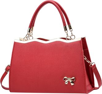 Generic Women Bags New Bags Ladies Trendy Bow Fashion Sports Messenger Shoulder Handbag Car Handbag Holder between Seats (Wine, One Size)