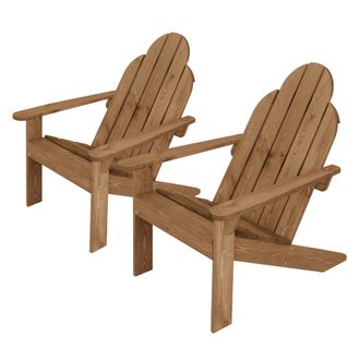 ML Design Ecd Germany 2x Sillas De Jard&iacute;n Adirondack De Madera Maciza Abeto 92,5x70x89 Cm Marr&oacute;n Asiento De Parque Con Reposabrazos Resistente A La Intemperie M