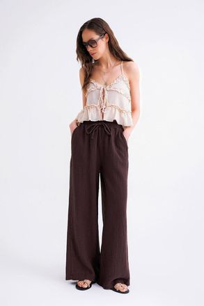 Mixray Hoge Taille Textured Mousseline Stof Broek
