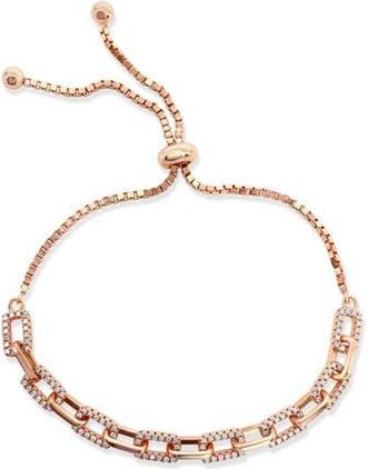 Suzy Levian Pav&eacute; Bolo Slider Bracelet in Rose at Nordstrom Rack