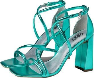 Guess Womens GBG Los Angeles ChIoin Sandals Blue Square Toe Strappy JOBB690
