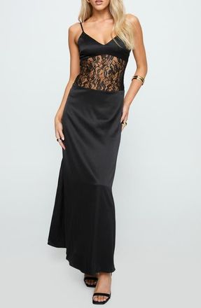 Princess Polly Captivate Lace Gown in Black at Nordstrom, Size 10