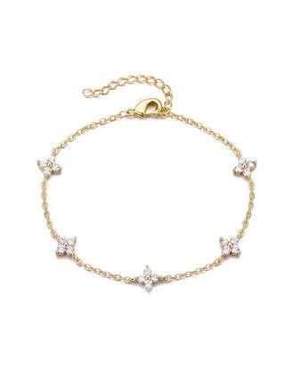 Adornia Adornia 14K Plated Flower Station Bracelet