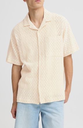 Solid Teagan Short Sleeve Button Up Shirt in Oatmeal at Nordstrom, Size Xx-Large