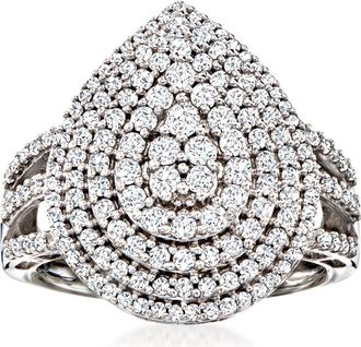 Ross-Simons 1.03- Diamond Graduated Pear-Shaped Ring in Sterling Silver