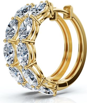 Pompeii3 1 - 5Ct Diamond Oval Shape Hoops 14k Gold Lab Grown Womens Earrings