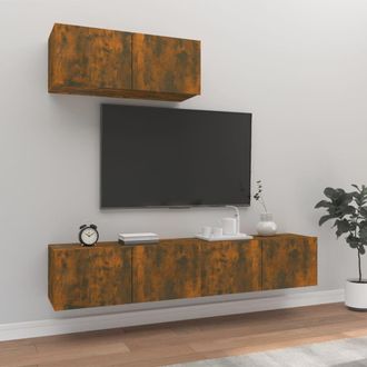Berkfield Home 3 Piece TV Cabinet Set Smoked Oak Engineered Wood in Brown