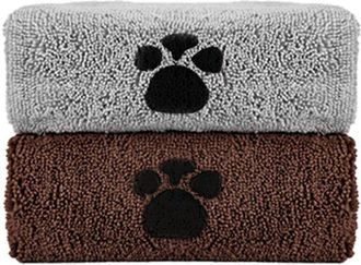 OEM Toalla Para Perros, 2 Piezas, Toalla De Microfibra, Toallas De Ba&ntilde;o, Manta Para Perros, Toalla De Secado Para Animales, 100x50 Cm, Gris, Marr&oacute;n