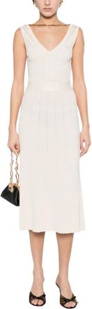 Elisabetta Franchi Knitted Dresses, female, White, Size: L Knitted Midi Dress