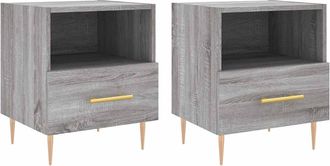 vidaXL Mesitas Noche 2 Uds Madera Ingenier&iacute;a Gris Sonoma 40x35x47,5 Cm Vidaxl
