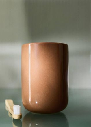 Mango Bicchiere spazzolino da denti gres arancione tostato - Home - Taglia unica - MANGO HOME
