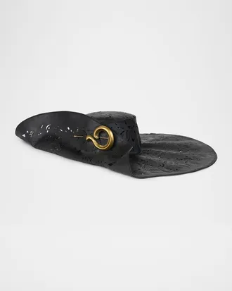 Etro Openwork Wide-Brim Hat with Paisley Brooch