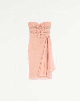 Valentino Abito In Chiffon Crepponne Donna SWIRL PINK/ORO 42