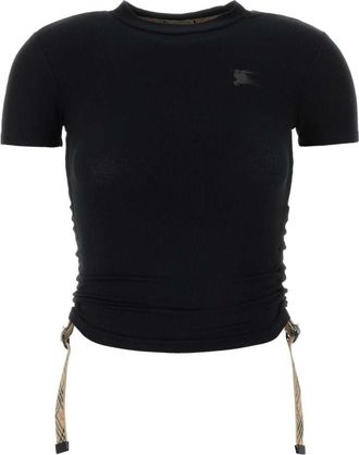 Burberry Black Round Neck Crop T-Shirt