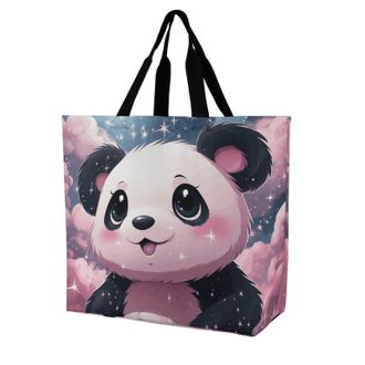 Generic Panda Shoulder Bag Foldable Tote Bag Lightweight Grocery Bags For Picnic Casual Camping
