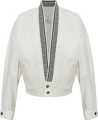 Versace Jas met een kenmerkend Grieks patroon - Dames - Zomerjassen - Wit - S - Katoen - Jassen