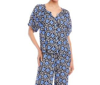 Karen Kane Puff Sleeve Peasant Top - Petite In Print