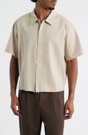 Elwood Keyhole Short Sleeve Snap-Up Shirt in Dust at Nordstrom, Size Xx-Large