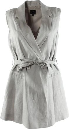 Armani Grijze Linnen Katoen Dames Vest - Dames - Gillet - Grijs - S - Katoen - Kostuums