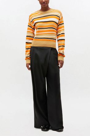 Ganni Black Cross-over Trousers - Size 32