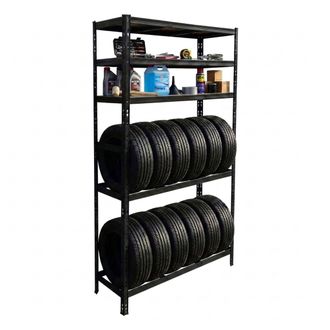 Relaxdays Relaxdays Estanter&iacute;a Para 12 Neum&aacute;ticos 210x120x40 Cm, 750 Kg, Acero, Montaje Sin Tornillos, Para Taller, Negro