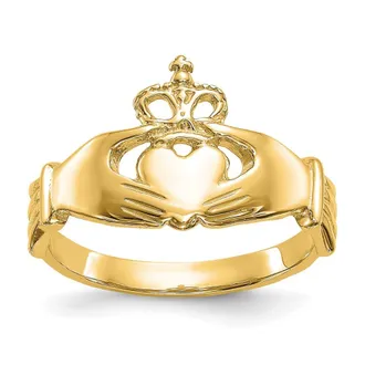 Diamond2Deal 14k Yellow Gold Polished Claddagh Ring