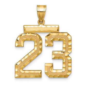Diamond2Deal 14k Yellow Gold Large Brushed Diamond-cut Number Charm Pendant