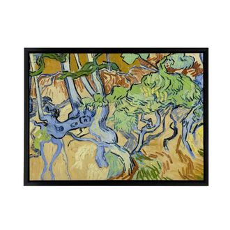 Artery8 Van Gogh Tree Roots Framed Canvas Wall Art Print | Size: W24 x H32