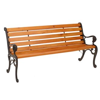 Hhg [nunca Usado] Banco De Jard&iacute;n Hhg-444, Banco De Parque Banco De Madera De 3 Plazas, Fundici&oacute;n De Pino Madera, 164cm, Teka