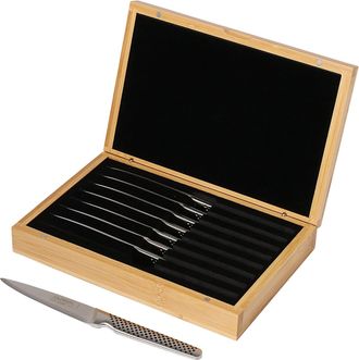 Global 8-Piece Steak Knife Set with Bamboo Box