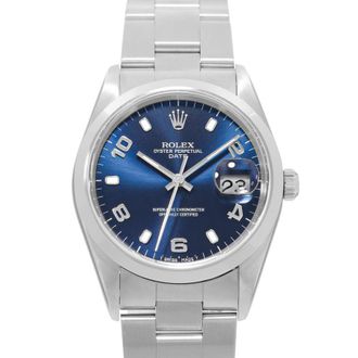 Rolex Pre-owned Rolex Oyster Perpetual Automatic Chronometer Blue Dial Mens Watch 15200 BLAO