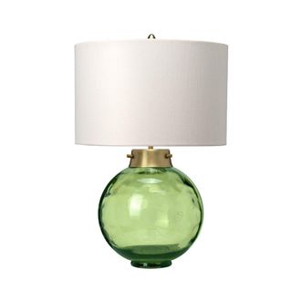 Netlighting Kara Table Lamp Dark Green Faux Silk Shade in Yellow