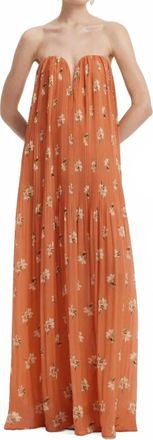 LEO LIN Dahlia Gown In Lily Print In Ochre