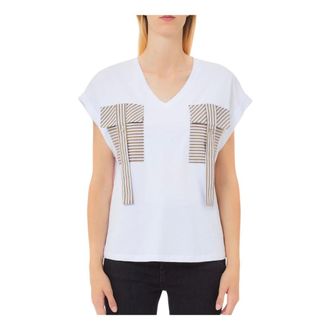 Liu Jo T-Shirts, female, White, Size: XL Fashion T-Shirt White/Gray with Blue