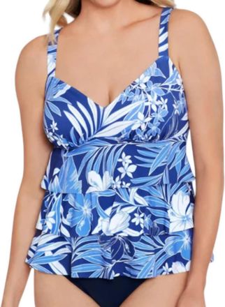 Penbrooke Triple Tier Tankini Top In Denim Blue