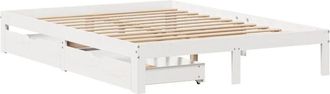 vidaXL Bed Frame with Drawers without Mattress White 140x200 cm Vidaxl