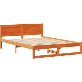 vidaXL Bed Frame with Headboard Brown 140 x 200 cm Solid Pine wood Vidaxl